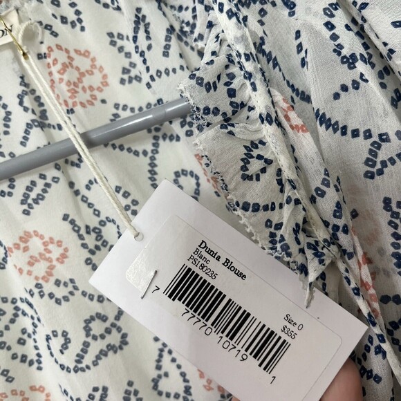 Ulla Johnson New Dunia Silk Blouse Women’s Size 0 Cold Shoulder Floral Ruffle - Picture 10 of 12